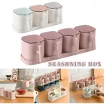 CLEAR SEASONING RACK SPICE POTS 3/4 Piece Seasoning Box Set Seasoning Continers Spice Jar with Lids and Spoon
