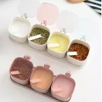 CLEAR SEASONING RACK SPICE POTS 3/4 Piece Seasoning Box Set Seasoning Continers Spice Jar with Lids and Spoon