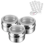 Magnetic Spice Jars With Label Sticker Stainless Steel Spice Tins Seasoning Containers Spice Tank Kitchen Tools For Household