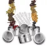 Magnetic Spice Jars with Label Sticker Stainless Steel Spice Tinsoning Continers Spice Tank Kitchen Tools for Household