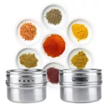 6 Pieces Magnetic Spice Jars Set Stainless Steel Salt and Pepper Spicers Spice Rack Seasoning Box Condiment Container