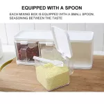 Spice Rack 3 Grids Spoon Kitchen with Lid Container Seasoning Box Herb Spices Storage Condiment Jar Cooking Seasoning Box