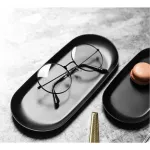 8 Color Stainless Steel Oval Storage Tray Candle Plate Jewelry Display Tray Cake Tea Storage Dish Decor Holder