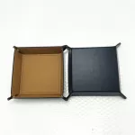 Foldable Storage Box Pu Leather Square Tray For Dice Table Games Key Wallet Coin Box Tray Desk Storage Box Trays Decor