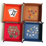 Foldable Storage Box Pu Leather Square for Dice Table Games Key Wallet Coin Box Tray Desk Storage Box Tays Decor