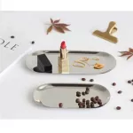 8 Color Stainless Steel Oval Storage Tray Candle Plate Jewelry Display Tray Cake Tea Storage Dish Decor Holder