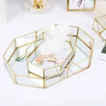 Northern Europe Ins Glass Storage Gold Tray Jewelry Cosmetic Decoration Retro Copper Bar Tea Tray