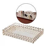 Gold Perfume Mirror Vanity Tray Dresser Oreding Decorative MirroveD Tray Jewelry Perfume Makeup Organizer