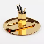 Metal Storage Tray Gold Silver Oval Dessert Fruit Plate Small Items Jewelry Display Tray Decoration Snack Plates