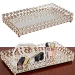Gold Perfume Mirror Vanity Tray Dresser Oreding Decorative MirroveD Tray Jewelry Perfume Makeup Organizer