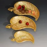 JINSERTA METAL STORAGE TRAY GOLD FRUIT DESSERT CREATIVE Leaf Shape Silver Snack Nuts Organizer for Home Party Wedding