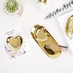 Metal Storage Tray Gold Silver Oval Dessert Fruit Plate Small Items Jewelry Display Tray Decoration Snack Plates