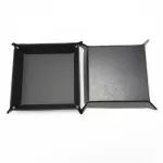 Pu Leather Foldable Storage Box Square Tray For Table Games Key Wallet Coin Box Tray Desk Storage Supplies Box Trays Decor