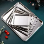 Rectangle Storage Trays Stainless Steel Household Steamed Sausage Dish Fruit Water Bread Pan Kitchen Baking Pastry Shallow Plate