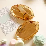 Decorative Gold Leaf Ceramic Plate Dish Porcelain Candy Trinket Jewelry Fruit Service Plate Crookiery Tableware