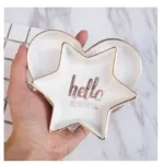 Nordic Mini Heart Shape Ceramic Jewelry Dish Porcelain Plate Handpainted Storage Dish Decorative Tray Table Sauce Saucer