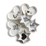 Nordic Mini Heart Shape Ceramic Jewelry Dish Porcelain Plate Handpainted Storage Dish Decorative Tray Table Saucs
