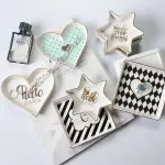 Nordic Mini Heart Shape Ceramic Jewelry Dish Porcelain Plate Handpainted Storage Dish Decorative Tray Table Saucs
