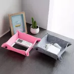 Foldable Storage Box Pu Leather Square for Dice Table Games Key Wallet Coin Box Tray Desk Storages Tray Storage Baskets