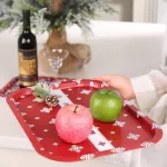 Fruit Tray Iron Storage Santa Claus Snowflake Rectangle Food Snack Fruit Tray Plate Kitchen Gadget