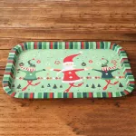 Fruit Tray Iron Storage Santa Claus Snowflake Rectangle Food Snack Fruit Tray Plate Kitchen Gadget