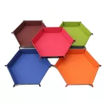 New Storage Tray Creative Hexagonal Pu Flannel Dice Plate Folding Storage Box Sieve Game Tay