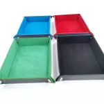 Rectangle Pu Leather Velvet Folding Dice Tray Collapsible Rolling Board Game Storage Home Decoration Storage Tay