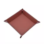 Foldable Storage Box Pu Leather Square for Dice Table Games Key Wallet Coin Box Tray Desk Storage Box Tays Decor