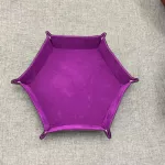 Enipate 1PC Foldable Hexagon Pu Leather Dice Tray Velvet Cloth Dice Table Games Desk Folding Storage Box Table Decor