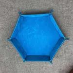 Enipate 1PC Foldable Hexagon Pu Leather Dice Tray Velvet Cloth Dice Table Games Desk Folding Storage Box Table Decor