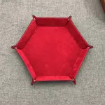 Enipate 1PC Foldable Hexagon Pu Leather Dice Tray Velvet Cloth Dice Table Games Desk Folding Storage Box Table Decor