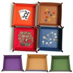 PU Leather Tray for Dice Table Games Foldable Storage Box Wallet Coin Folding Tray Desk Storage Boxs Decor 1PCS