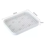 Double Layer Dish Vegetable Water Tray Drainer Plastic Decorative Dish Tray Rectangle Non-Slip Serving Tray Holder Storage Rack