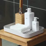 Double Layer Dish Vegetable Water Tray Drainer Plastic Decorative Dish Tray Rectangle Non-Slip Serving Tay Holder Storage Rack