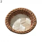 Handmade Rattan Weaving Round Storage Basket Fruit Dish Wicker Bread Food Basket Kitchen Picnic Bread Sundry Mini Container