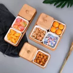 Creative Ceative Ceramic Bamboo Dry Fruit Dessert Tray Multi Grrid Plate Home Snack Storage Candy Dried Fruit Foods Dessert Tea Dish