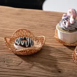 Handmade Rattan Weveing ​​Round Storage Basket Fruit Dish Wicker Bread Food Basket Kitchen Picnic Bread Sundry Mini Container