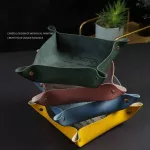 1PC Leather Tray Modern Leather Jewelry Plate Catchall Key Phone Coin Drinks Sundies Box Pu Leather Valet Tray Bedside Storage