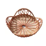Handmade Rattan Weveing ​​Round Storage Basket Fruit Dish Wicker Bread Food Basket Kitchen Picnic Bread Sundry Mini Container
