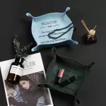 1PC Leather Tray Modern Leather Jewelry Plate Catchall Key Phone Coin Drinks Sundies Box Pu Leather Valet Tray Bedside Storage