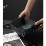 1PC Leather Tray Modern Leather Jewelry Plate Catchall Key Phone Coin Drinks Sundies Box Pu Leather Valet Tray Bedside Storage