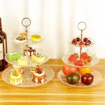 European Three-Layer Plastic Plate Wedding Party Storage Stand Fruits Snack Food Plate Holder Rack Vanity Tray