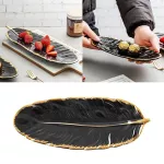 Ceramic Tray Leaf Shape Tableware Plate for Ring Cosmetic Party Decoration