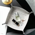 Nordic Leather Desk Storage Keys Coins Holder Storage Box Sundries Square Plate Home Office Table Desk Folding Dishes