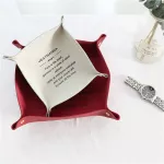 Nordic Leather Desk Storage Keys Coins Holder Storage Box Sundries Square Plate Home Office Table Desk Folding Dishes