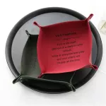 Nordic Leather Desk Storage Keys Coins Holder Storage Box Sundries Square Plate Home Office Table Desk Folding Dishes