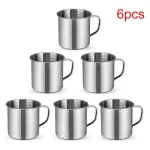 1/6PCS 304 Stainless Steel Travel Camping Mug Drinking Beer Coffee Tea Handle Cup Stainless Steel Durable Handle Design Portable