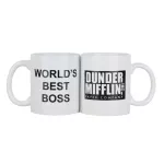 Coffee Mug Cup With Dunder Mifflin The Office World's Best Boss 11 Oz Funny Ceramic Coffee Tea Cocoa Mug Office