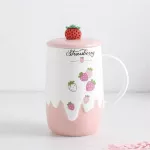 Ceramic Cute Avocado Coffee Mug Large Capacity Milk Mug With Spoon And Lid Creative Office Tea Cup Couple Water Cup Kawaii