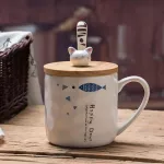 Lovely Rabbit Ity Coffee Mugs Gradual Change Color Cartoon Ceramics Latte Milk Fruit Juice Tea Cups With Cover Spoon